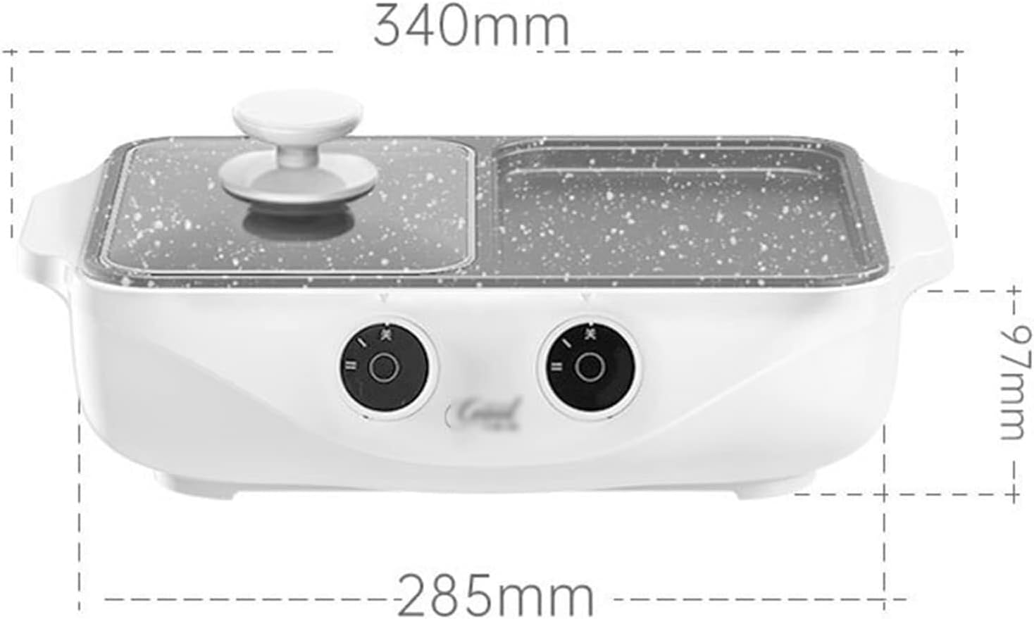 2-in-1 Electric Grill & Hot Pot, Portable Smokeless BBQ Skillet, 1500W Non-Stick Coating, Dual Temperature Control for Household Dinner