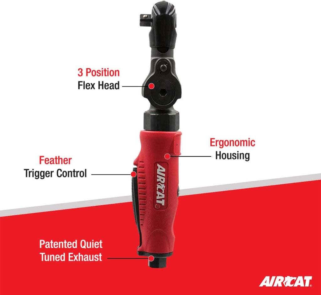 AIRCAT Pneumatic Tools 811: 1/4-Inch Flex Head Ratchet Wrench 240 RPM, 35 ft-lbs Maximum Torque