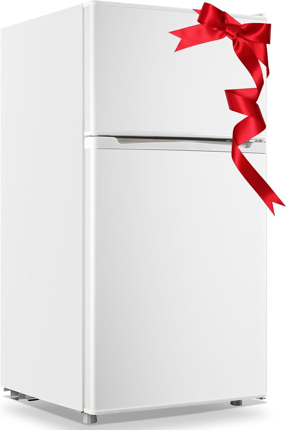 WANAI 3.5 Cu.ft Retro Mini Fridge with Freezer Small Refrigerators Dual Doors & Handles White Freestanding Classic Refrigerator Removable Glass Shelves Adjustable Thermostat for Home Office Dorm RV
