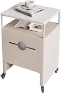 Tall Office Storage Cabinet for Robot Vacuum and Mop Self Emptying, Couch Side Table with Storage on Wheels, End Table for Robot Vacuum's Nest House(40 * 40 * 75cm)