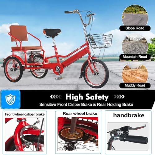 Adult Tricycle with Dual Brakes – 3-Wheel Cruiser Bike for Seniors, Women & Men – Low Step-Through Design for Comfortable Cycling, Cargo & Passenger Transport, Adjustable Seat & Handlebar