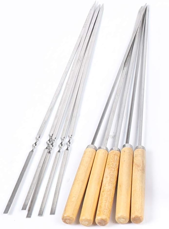 Stainless Steel Electric Skewer Barbecue Turner, Automatic and Electric Rotating Kabob Grill with 10pcs Skewers, Adjustable Width, Kebab Machine for Outdoor Family Events