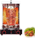 Commercial Shawarma Rotisserie Machine - 2-Burner Doner Kebab Grill with 360° Rotating Broiler, Adjustable Temp, Ideal for BBQ Parties, Home & Restaurant Use (Gas 2800P)