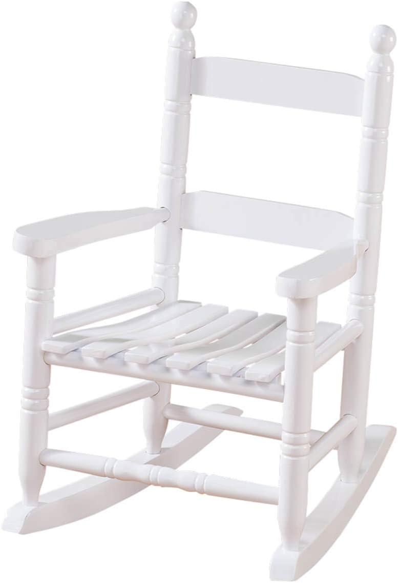 Fox Valley Traders Child's White Rocking Chair – Solid Hardwood Construction with Slatted Back & Seat – Classic 22.5' Nursery Chair for Toddlers