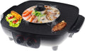 Korean Barbecue Hot Pot Double Pot, Integrated Cooker, Smokeless Non-Stick Barbecue Grilled Shabu-Shabu Electric Hot Pot, 1700W Black Modern Non-Stick Coating Electric Hot Pot and Grill