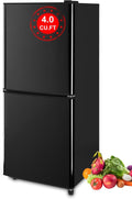 KRIB BLING Refrigerator with Freezer 4.0 Cu.Ft with 7 Level Adjustable Thermostat Control 2 Door Energy Saving Bottom Freezer Compact Refrigerator Black