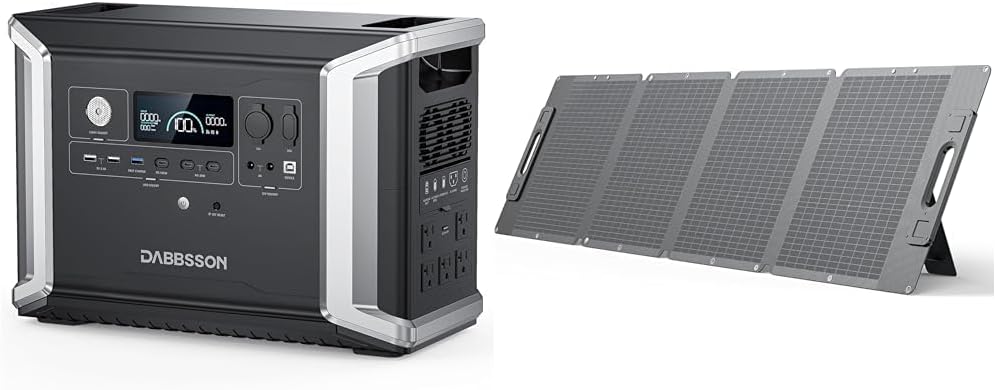 Dabbsson DBS2300 Portable Power Station with 210W Solar Panel, 2330Wh EV Semi-Solid State LiFePO4 Battery, 5 X 2200W AC Outlets (3000W with P-Boost), Solar Generator for Outdoor,Home Backup,Camping