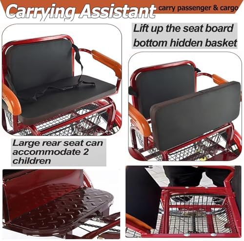 Folding 3-Wheel Trike for Adults - Low-Step Pedal Assist Cruiser Bike for Men & Women, Dual Brakes, Front Suspension, Rear Seat for Passengers & Cargo