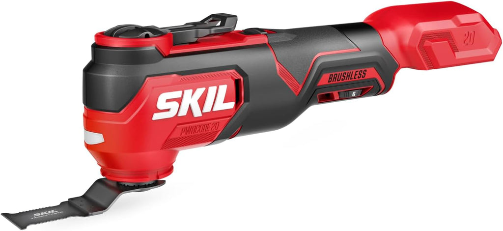 SKIL PWR CORE 20 Brushless 20V 6-Tool Power Tool Combo Kit, Includes 2.0Ah & 4.0 Ah Batteries, 60W Charger and Soft Bag - CB8006B-20