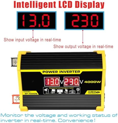 4000W Solar Inverter Kit - 12V to 110V/220V Converter with 30A Charge Controller & 18W Solar Panel | Portable Off-Grid Power Generator for Home, RV, Emergency Backup (Yellow)