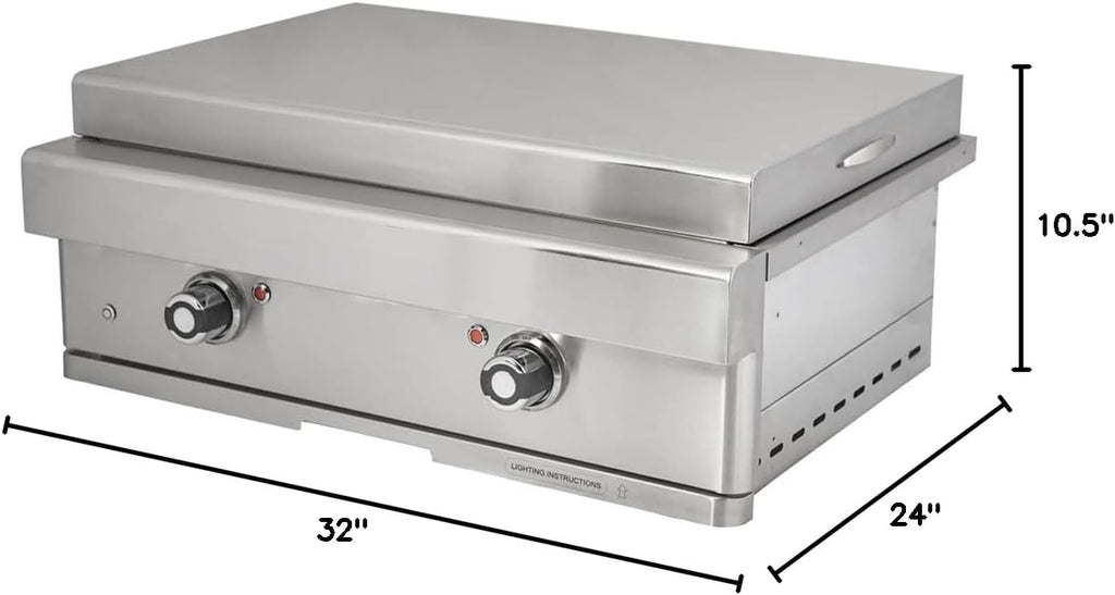 Turbo 32-inch 2-Burner Built-In Stainless Steel Teppanyaki Grill - Natural Gas