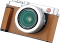 Camera Half Case for Leica D-LUX7,Vintage Metal Genuine Leather Instant Camera Protective Cases Stylish Portable Shockproof (Brown)