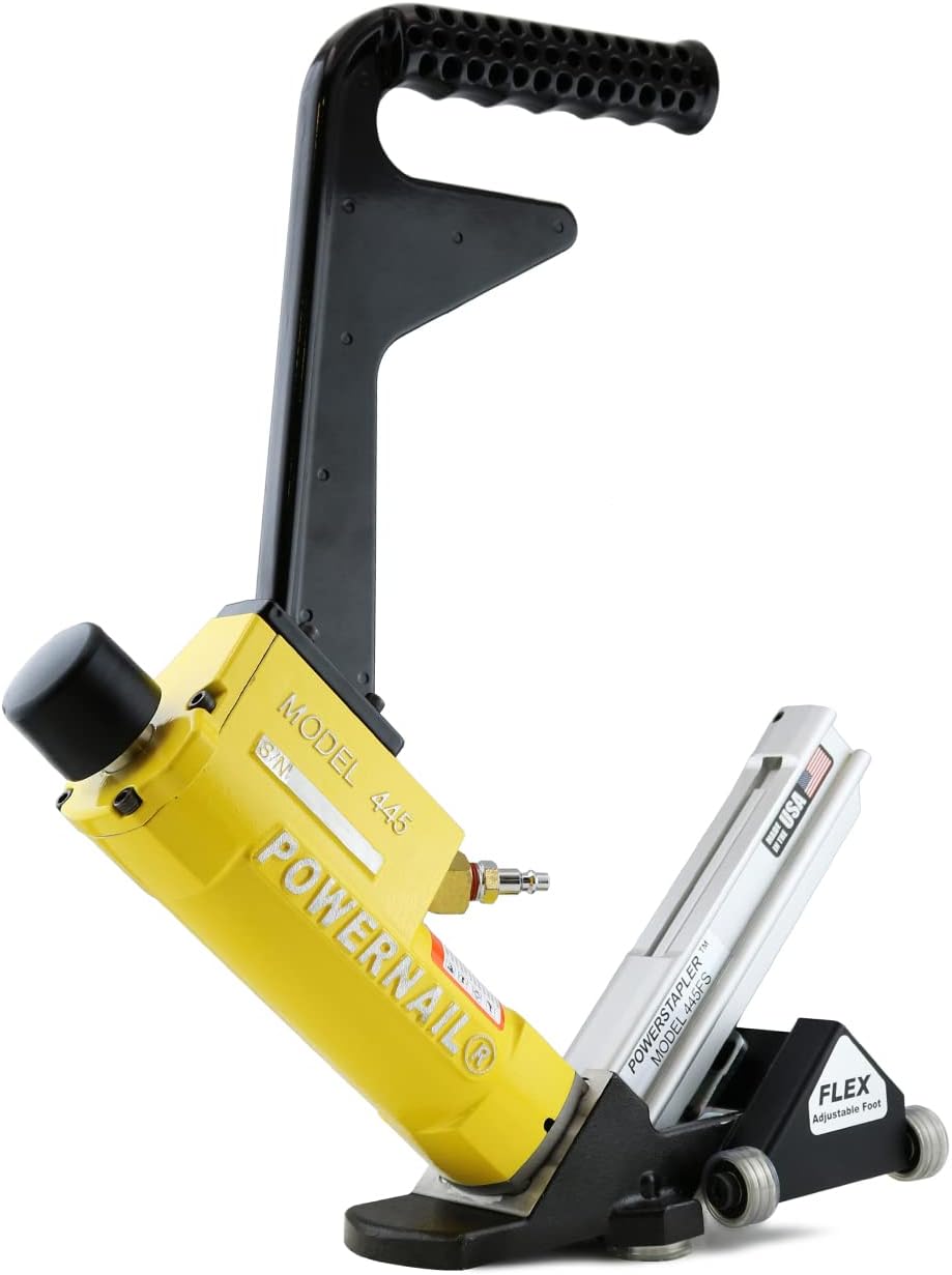 Powernail 445FSPRXLSW Pneumatic 15.5 Gauge Flooring Stapler with Flex Power Roller Adjustable Base