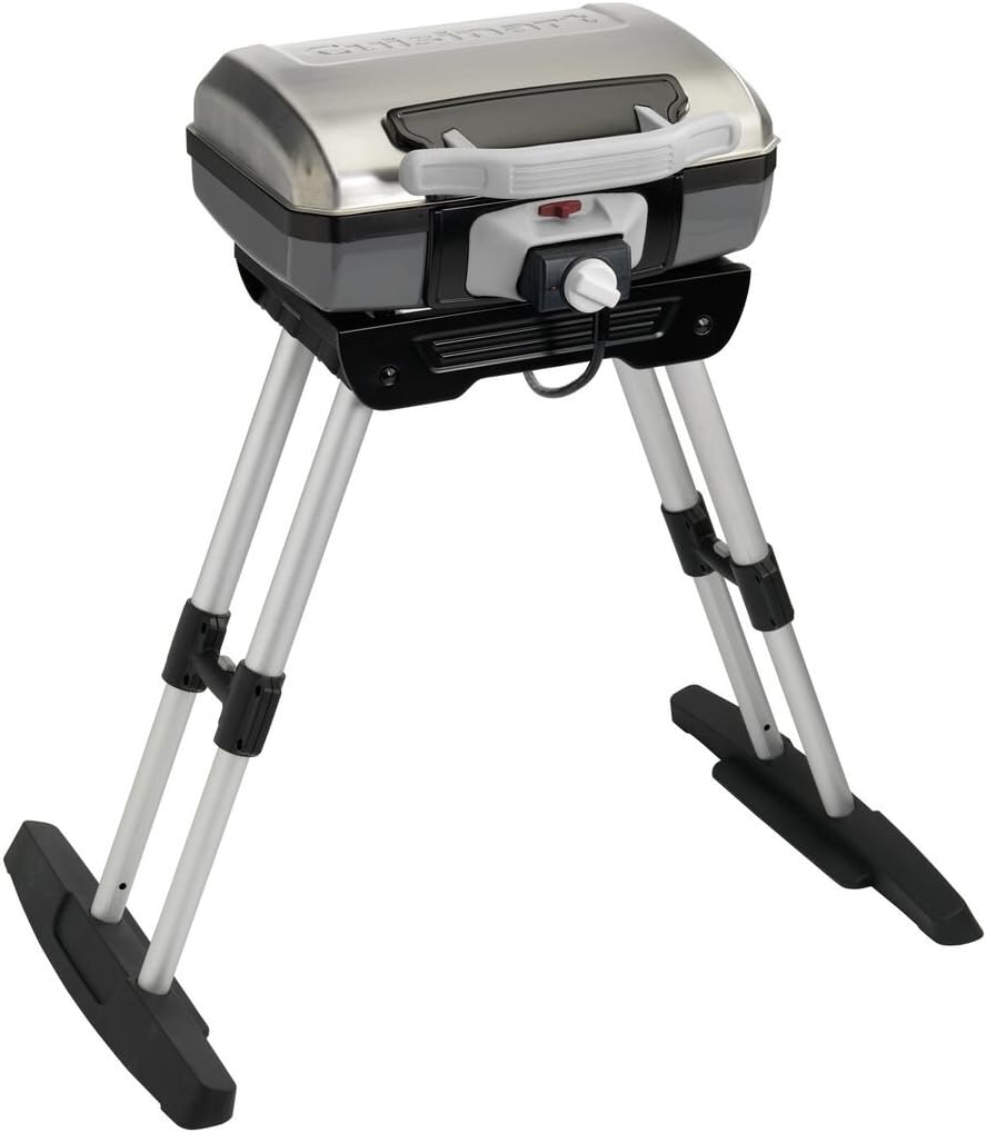 Cuisinart CEG-980 Outdoor Electric Grill with VersaStand & CCB-5014 BBQ Grill Cleaning Brush and Scraper, 16.5', Stainless Steel, 16. 5'