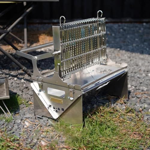 360 degree Rotating Portable Charcoal Grill Stainless Steel BBQ for Outdoor Camping Picnic and Yard Parties Flip & Cook with Ease!