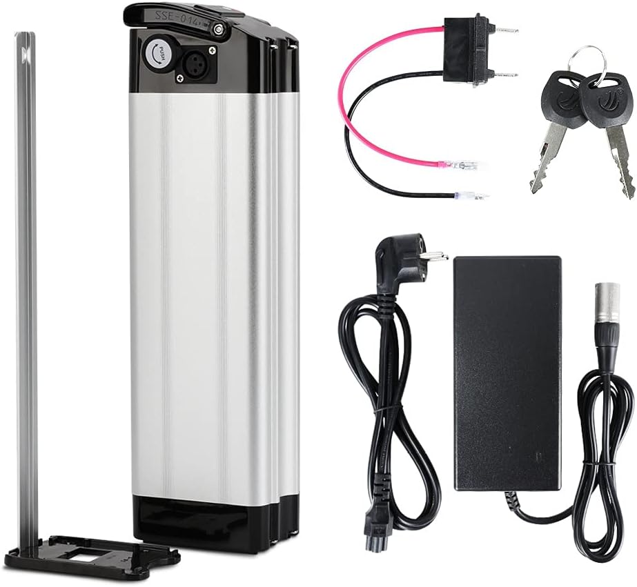 YS YOSE POWER E-Bike Battery 48V10.4Ah (499Wh) Silverfish Lithium Batteries with USB Port and Charger Pedelec Electric Bicycle Battery (Silver, 48V10.4Ah) for 250W 350W 500W 750W E-Bikes