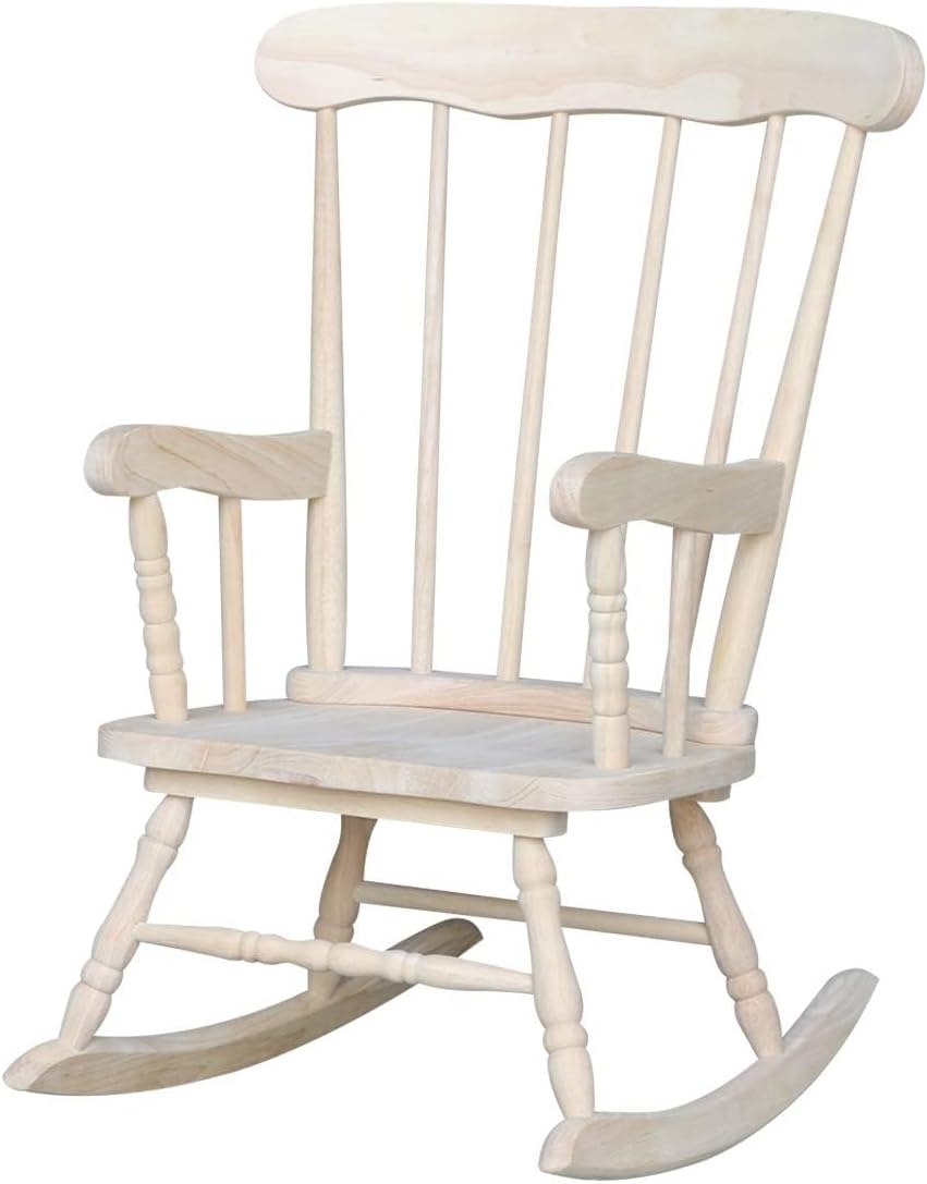Rosebery Kids Traditional Solid Hardwood Rocking Chair, Natural Finish, 29.5' H x 20.47' W x 21.85' D, Durable Wooden Construction, Ready to Assemble, Perfect for Children's Room Seating