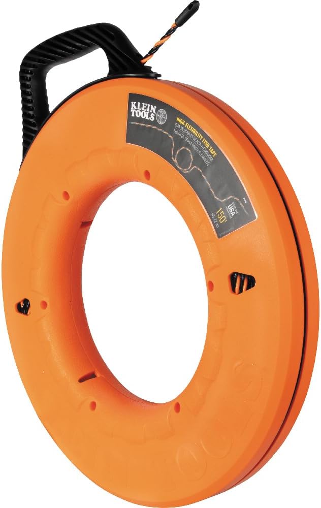 Klein Tools 50376 150-Foot Fish Tape, High-Flex Polyester, 3 Strand Braided Wire Puller Electrical Fish Tape with Non-Conductive Tip