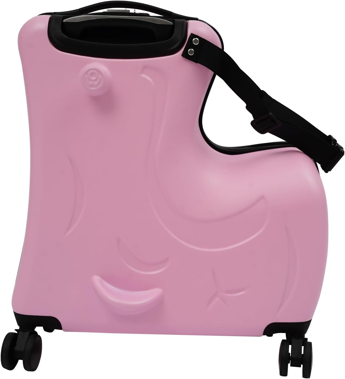 20 inch Ridable Double-Wheel Pink Trolley Luggage Case, Ride on Suitcase with Spinner Wheels Seat & Safety Belt, Hardside Rolling Luggage for Travel
