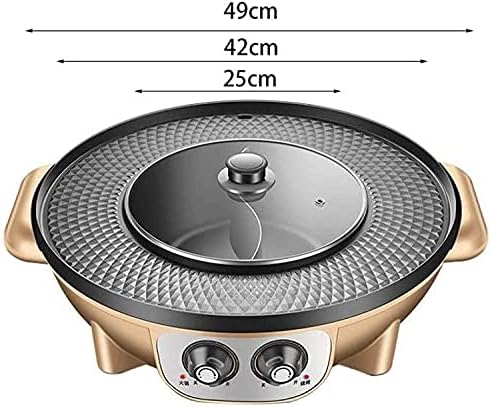 Korean BBQ Electric Hot Pot with Dual Temperature Control, Smokeless Integrated Grill & Hot Pot, Adjustable Cookware for BBQ Lovers, Black Color
