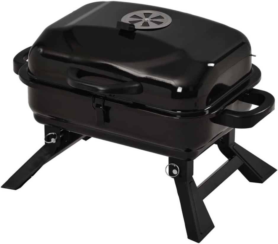 IRYZE Portable Charcoal Grill Portable BBQ Grill With Folding Legs And BBQ Tabletop Stainless Steel Charcoal BBQ Grill For Outdoor Cooking BBQ Grill for Outdoor, Black