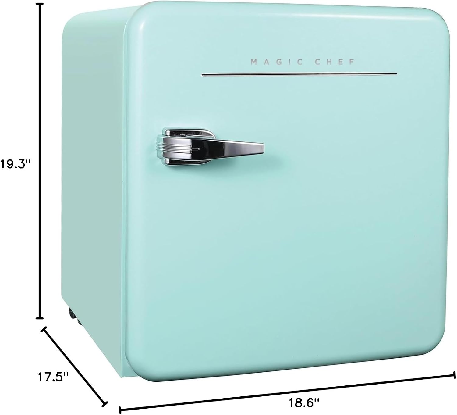 Magic Chef 17.5 in. 1.6 cu.ft. Retro Mini Refrigerator in Mint Green, Without Freezer