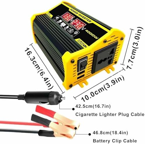 4000W Solar Inverter Kit - 12V to 110V/220V Converter with 30A Charge Controller & 18W Solar Panel | Portable Off-Grid Power Generator for Home, RV, Emergency Backup (Yellow)