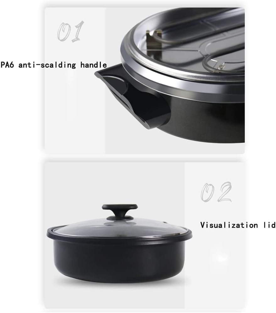 YYDS Hot Pot Large Capacity Barbecue Shabu-Roasting All-in-one Independent Temperature Control Barbecue Grill Hot Pot Shabu Grilled Electric Grill (Color : Black)