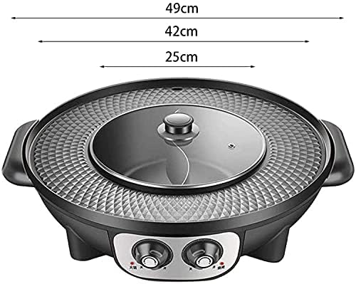 Korean BBQ Electric Hot Pot & Smokeless Grill - Dual Temperature Control, Adjustable Cookware for BBQ Enthusiasts, Perfect for Home Cooking & Gatherings, Black