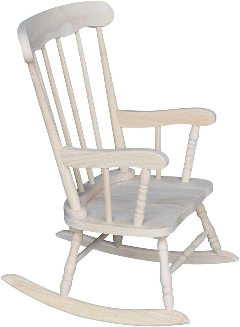 Rosebery Kids Traditional Solid Hardwood Rocking Chair, Natural Finish, 29.5' H x 20.47' W x 21.85' D, Durable Wooden Construction, Ready to Assemble, Perfect for Children's Room Seating