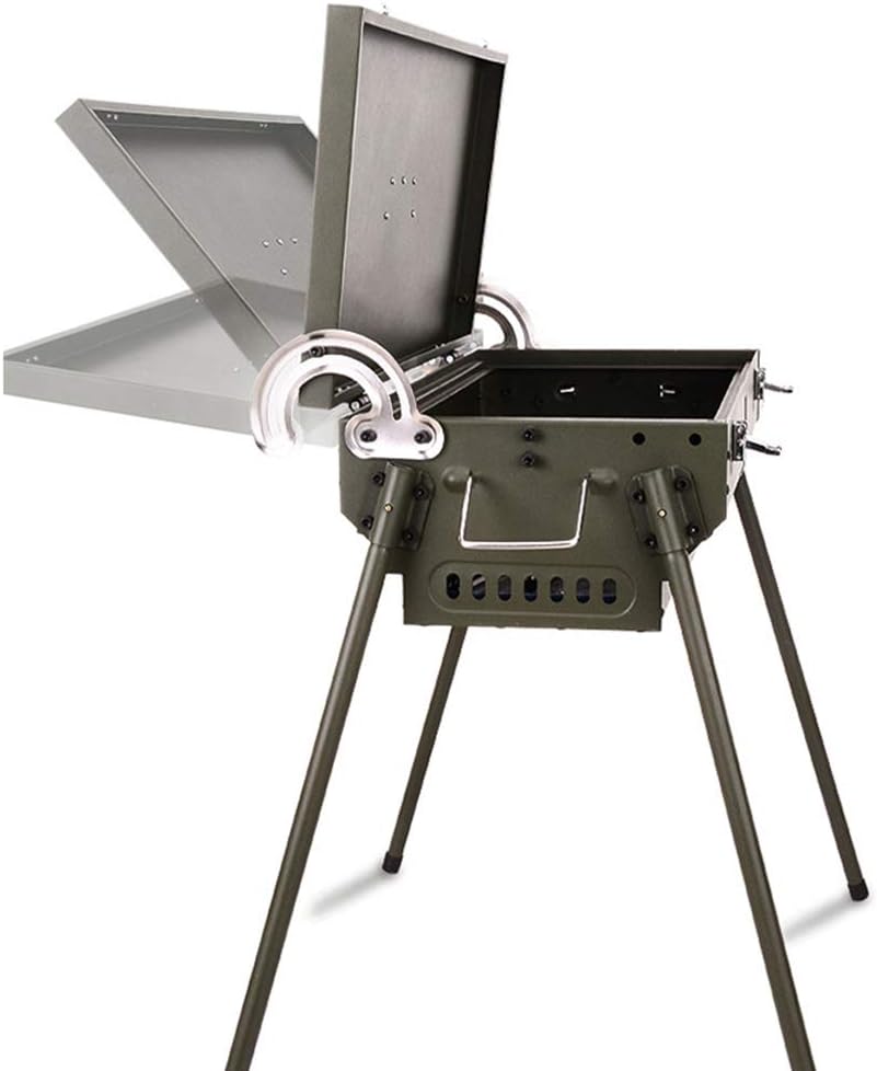 Oven Barbecue Outdoor Household Stainless Steel Field Patio Folding Portable Charcoal Rotating Barbecue Grill Large