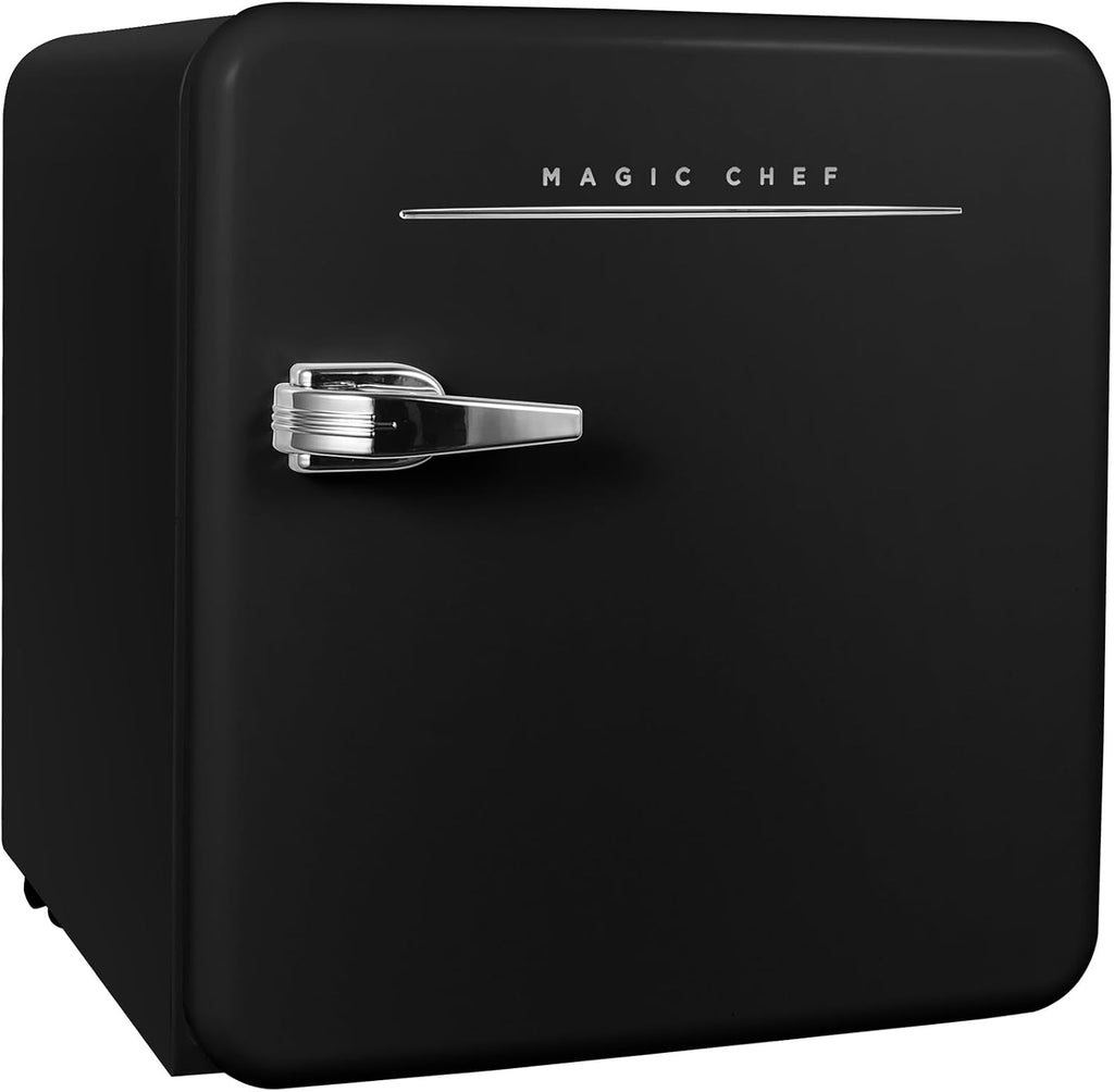 Magic Chef 17.5 in. 1.6 cu.ft. Retro Mini Refrigerator in Black, Without Freezer