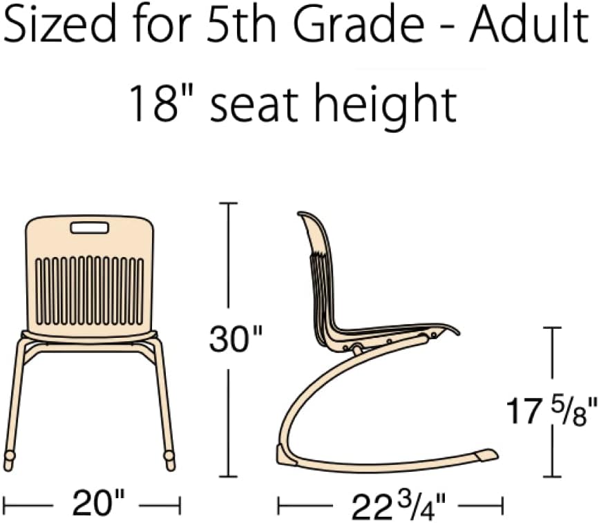Virco ANROCK18 School Rocking Chair (4 Chairs) Analogy Rocker Series 18' Seat Height for Students 5th Grade - Adult, Appropriate for Libraries, Break Rooms and Reading Nooks - Navy
