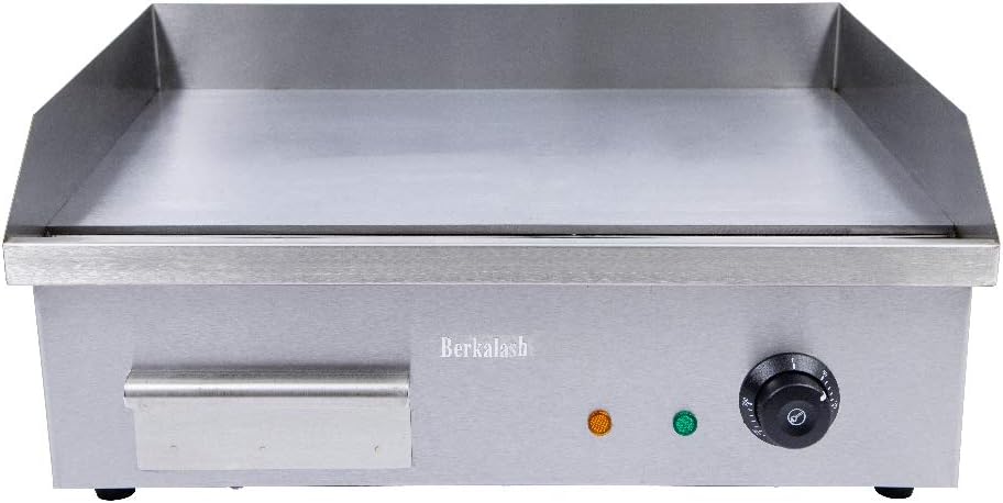 Commercial Electric Griddle 110V 3000W Electric Flat Top Griddle Non-Stick Teppanyaki Grill, 22'' x 14'' Cooking Plate, Stainless Steel Restaurant Electric Countertop Griddle Tabletop Grill