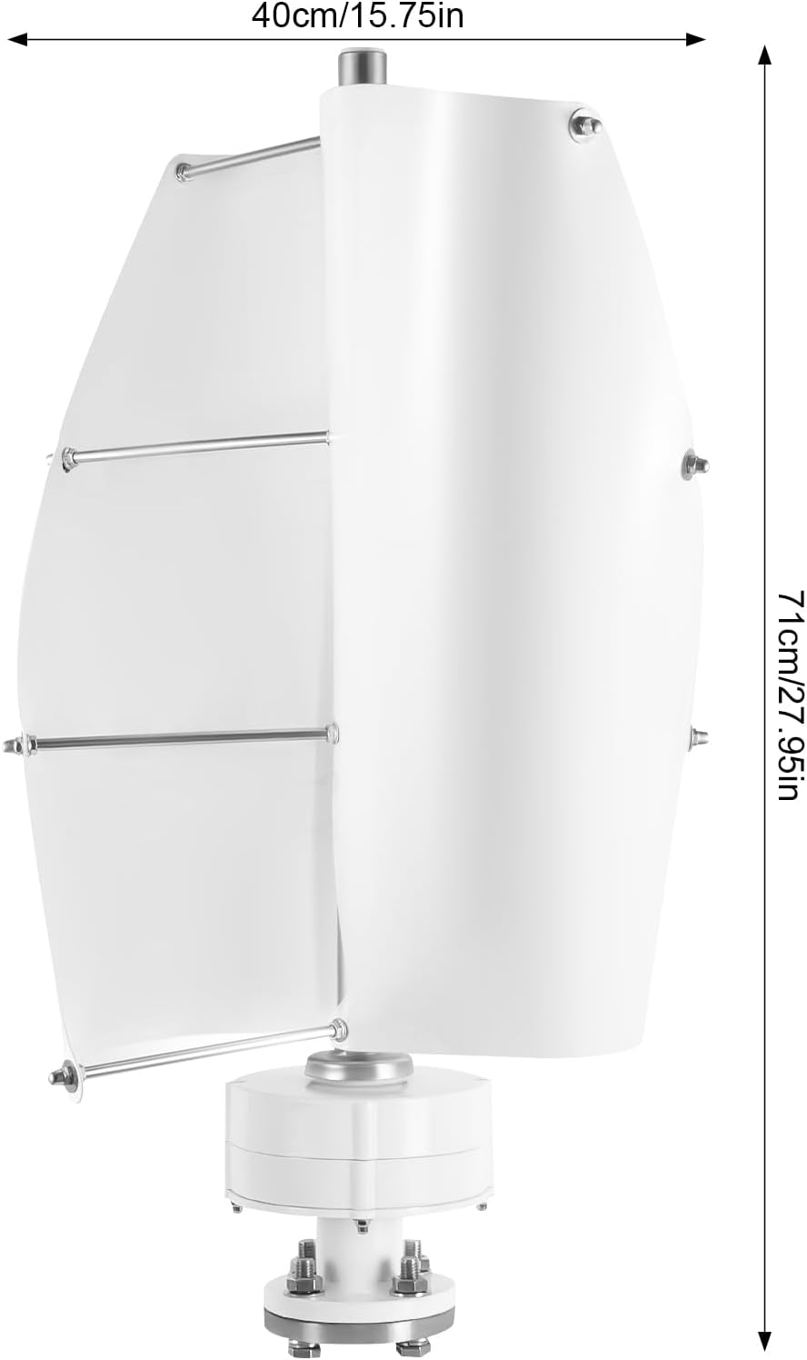 Vertical Axis Windmill Turbine Generator, 100W 12V Wind Turbine, 2 Blades Aluminum Alloy Permanent DN25 Flange IP67 Protection Magnet Generator Electromagnetism Controller, White