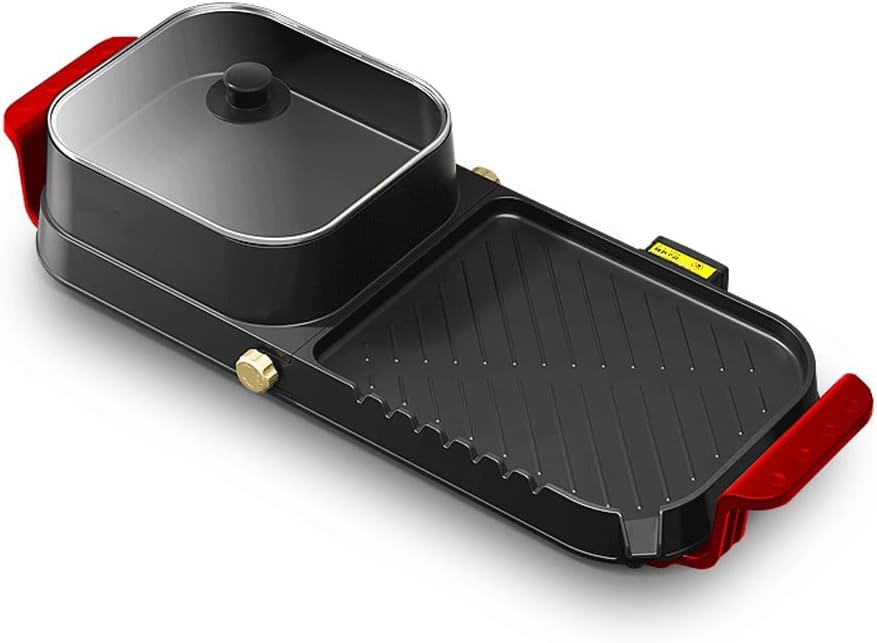 YYDS Hot Pot Visible Lid Roast Shabu Pot Electric Grill Pan Smokeless Non-Sticky Multi-Function Hot Pot Barbecue Grill Electric Grill (Color : Single Pot)