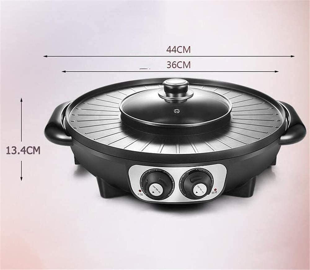 BBQ Smokeless Grill 2 in 1 Portable Electric Smokeless Grill And Hot Pot Electric Hot Pot Grill Indoor 1700W Easy Cleaning Dual Temperature Control, Black