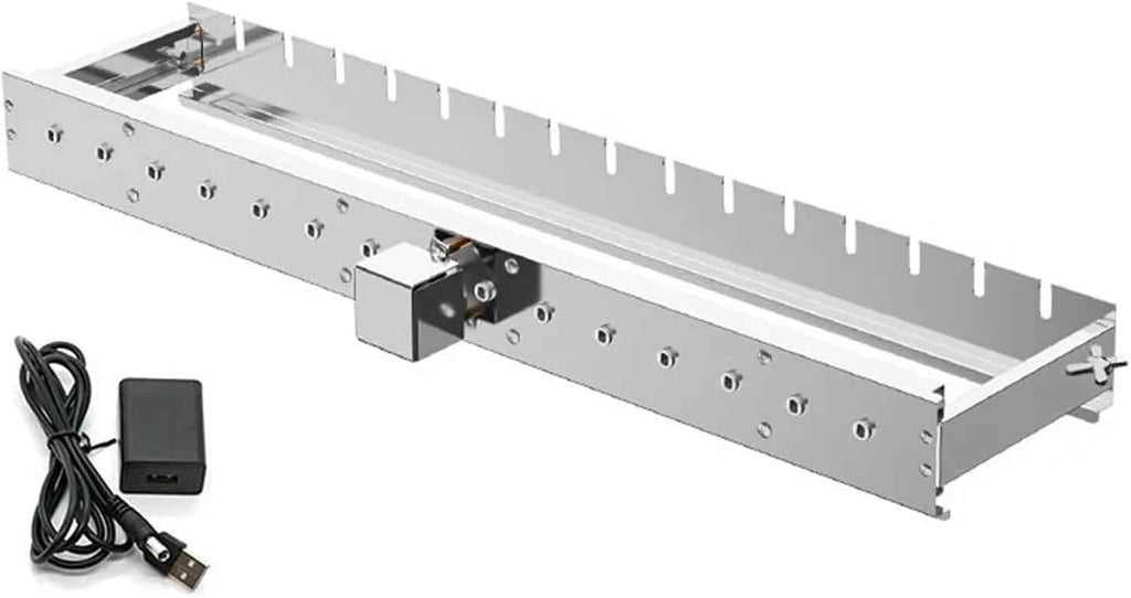 iDili Ac/Dc Fully Automatic Barbecue Flip Rack, Adjustable Width Bamboo Skewer Grilling Machine 5V Can Be Connected to Power Bank (80cm)