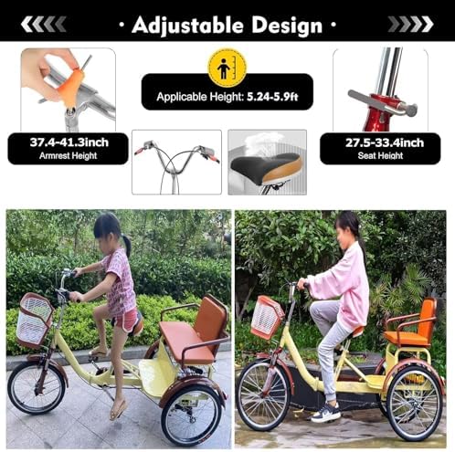 Folding 3-Wheel Trike for Adults - Low-Step Pedal Assist Cruiser Bike for Men & Women, Dual Brakes, Front Suspension, Rear Seat for Passengers & Cargo