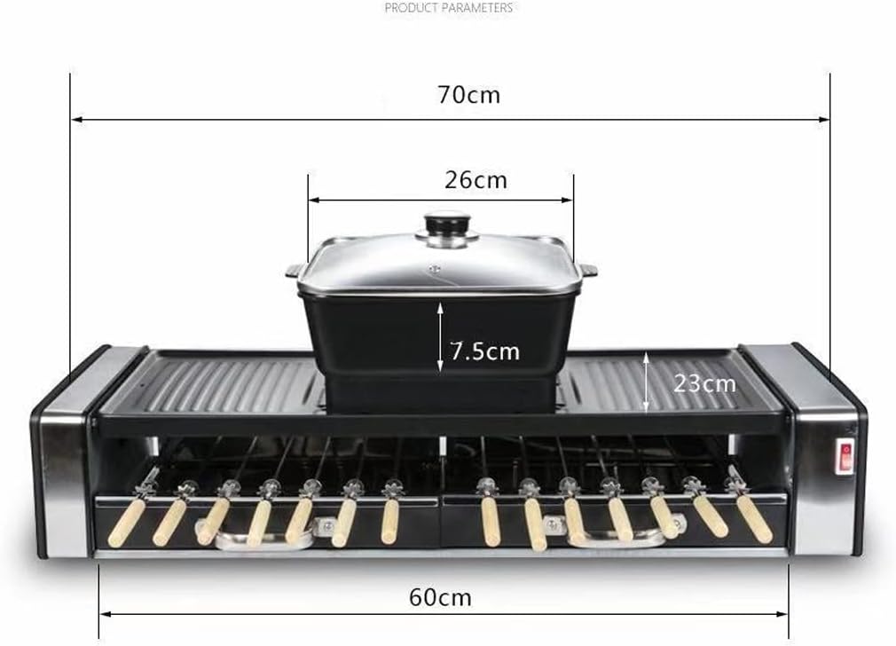 YYDS Hot Pot Multifunctional Electric Oven Household Skewers Machine Smokeless Barbecue Grill Grill Shabu Hot Pot Electric Grill (Color : Black)