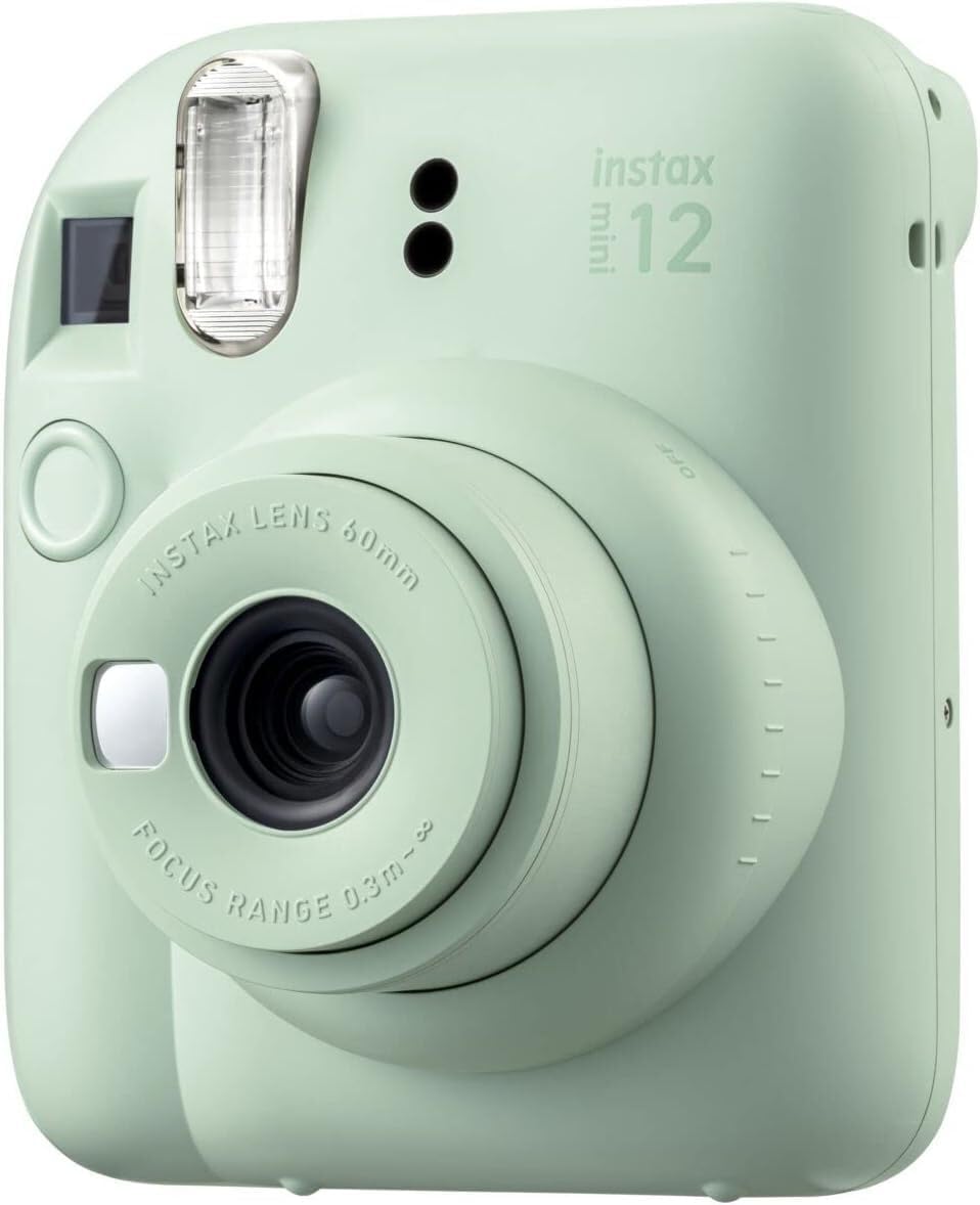 Fujifilm Instax Mini 12 Camera with Fujifilm Instant Mini Film (40 Sheets) Bundle with + Sunshine Photo Microfiber Cleaning Cloth (Mint Green)