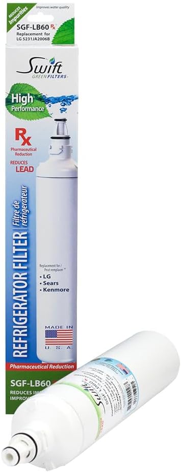 Swift Green Filters SGF-LB60 Rx Compatible Refrigerator Water Filter for LT600P, 5231JA2006A and 46-9990, Made in USA (6 Pack)