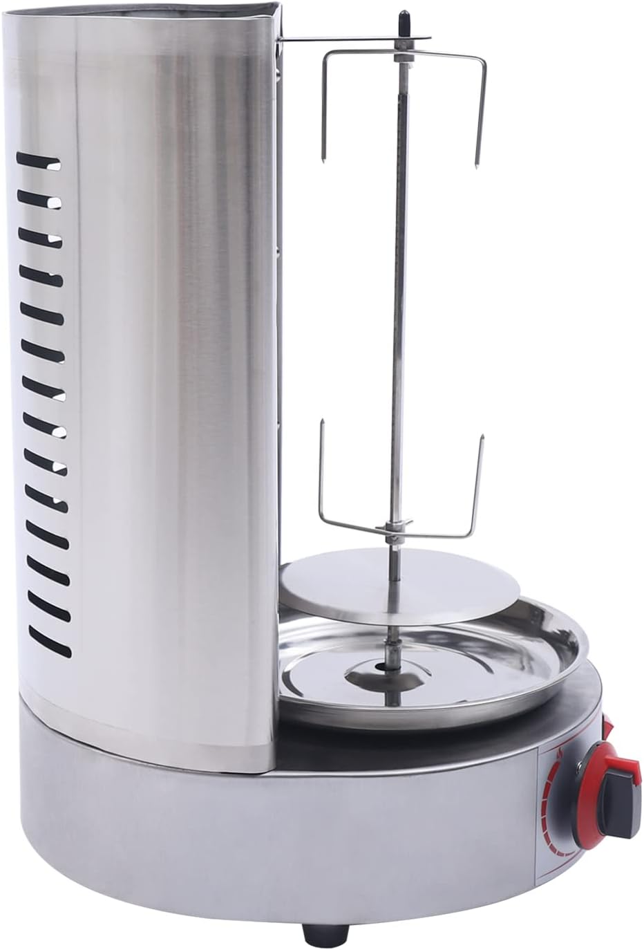 Gas Shawarma Machine Commercial Shawarma Rotisserie, LPG Gyro Machine Gas Vertical Broiler, Countertop Gyro Grill 360° Rotating Doner Kebab Machine Commercial Shawarma Grill w/ 2 Burners