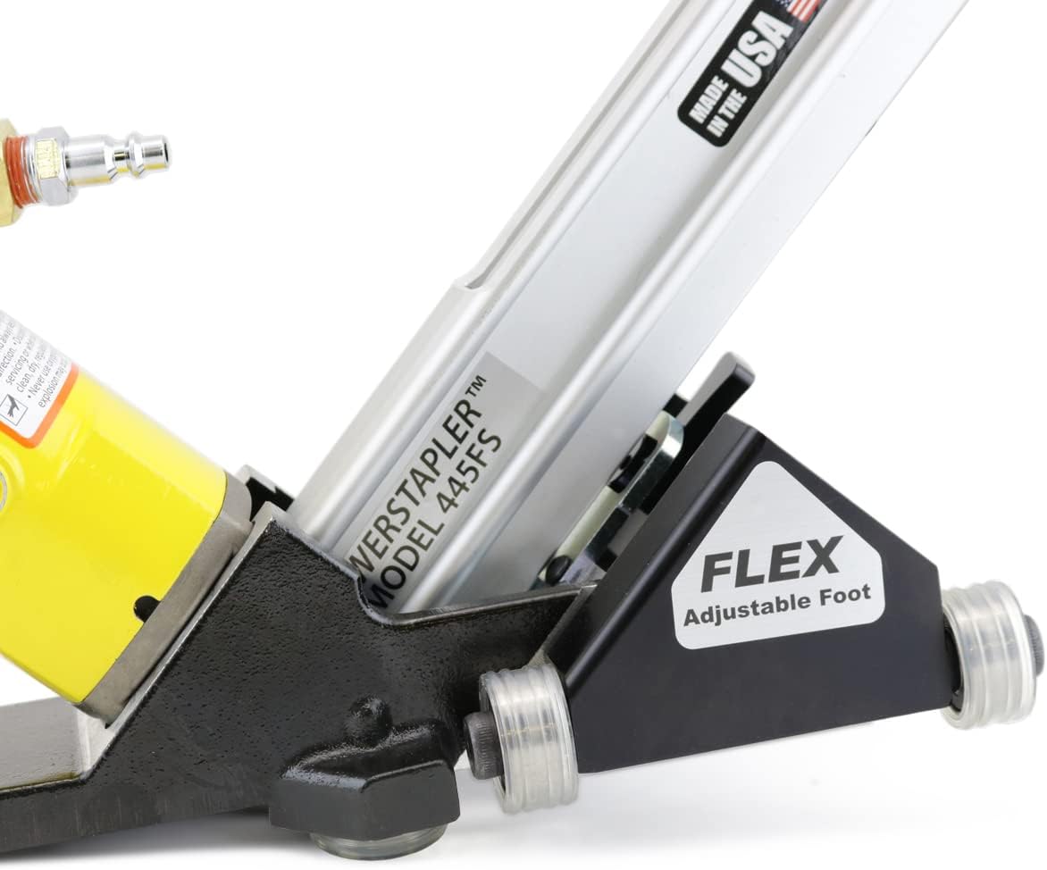 Powernail 445FSPRXLSW Pneumatic 15.5 Gauge Flooring Stapler with Flex Power Roller Adjustable Base