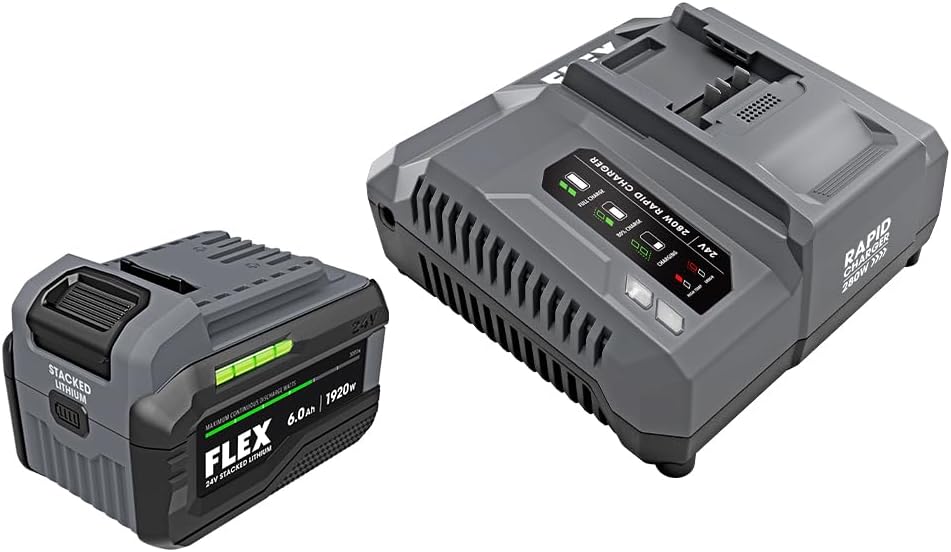 FLEX 24V Stacked Lithium-Ion Starter Kit with 6.0Ah Stacked Lithium Battery and 280W Rapid Charger - FX0421-1H