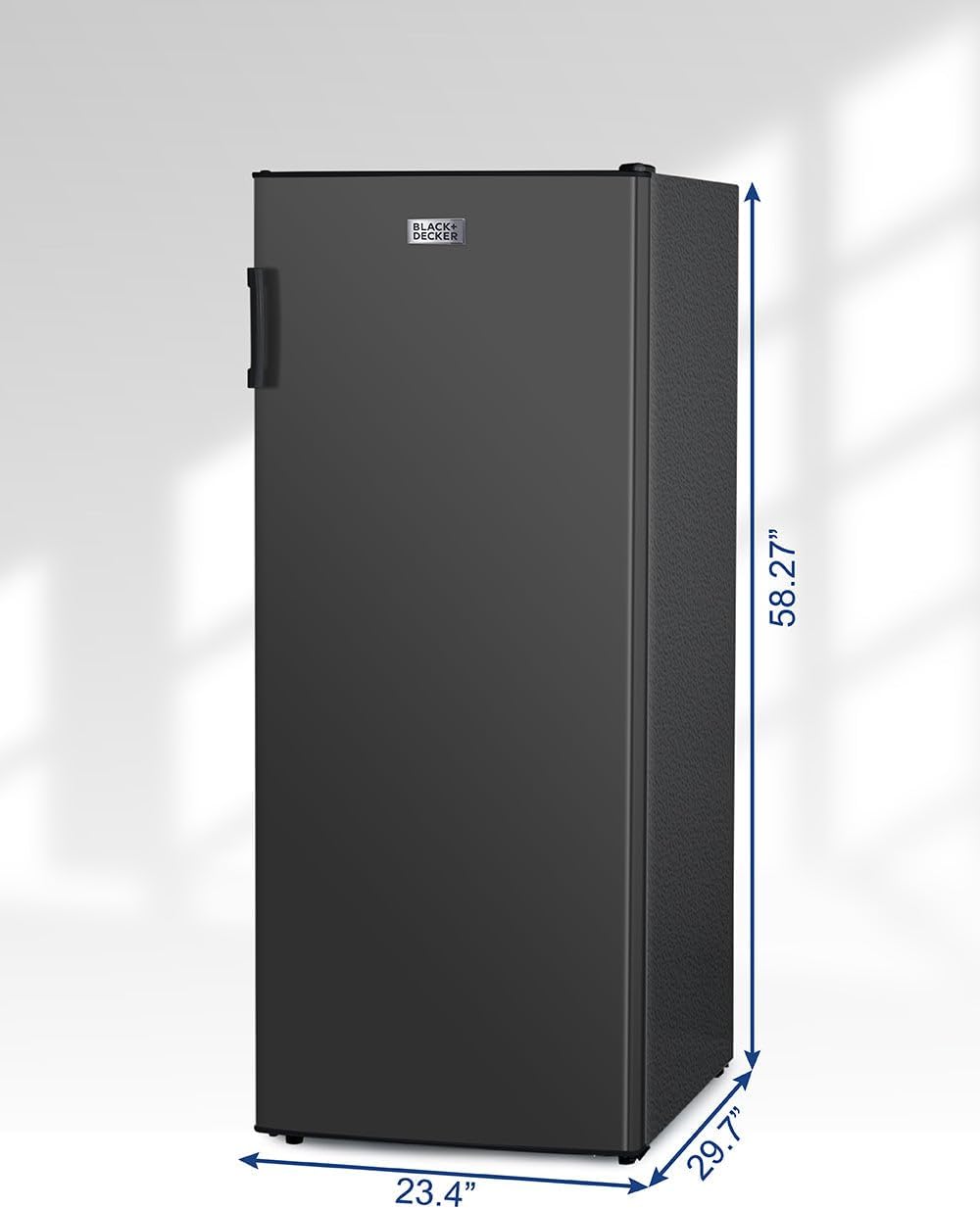 BLACK+DECKER 10 Cu. Ft. Upright Freezer, Stand Up Freezer with Mechanical Temperature Control, Freezer Upright with 3 Shelves and 4 Door Bins, Manual Defrost, R600a Refrigerant, BUF1000LB, Black