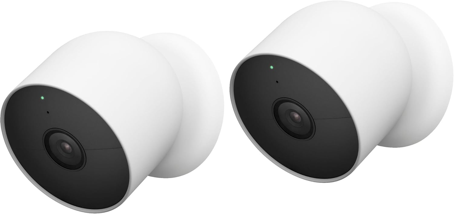 Google Nest Cam Outdoor or Indoor, Battery Wireless Camera - 2nd Gen (Two Cameras - Wire Free)