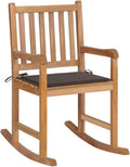 vidaXL Teak Wood Rocking Chair with Taupe Cushion – Indoor/Outdoor Garden Patio Furniture