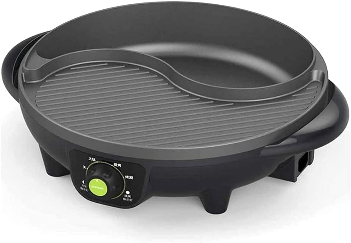 BBQ Smokeless Grill Portable Electric Grill, Electric Hot Pot Pot Home Multi-function Korean Smokeless Non-stick Pan Large Capacity Non-stick Baking A Pot Barbecue 2-4 People,Household Nonstick Electr