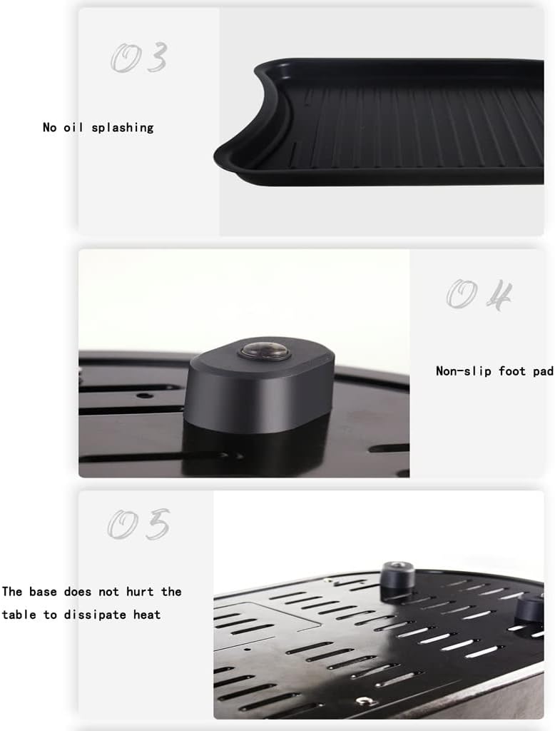 YYDS Hot Pot Large Capacity Barbecue Shabu-Roasting All-in-one Independent Temperature Control Barbecue Grill Hot Pot Shabu Grilled Electric Grill (Color : Black)